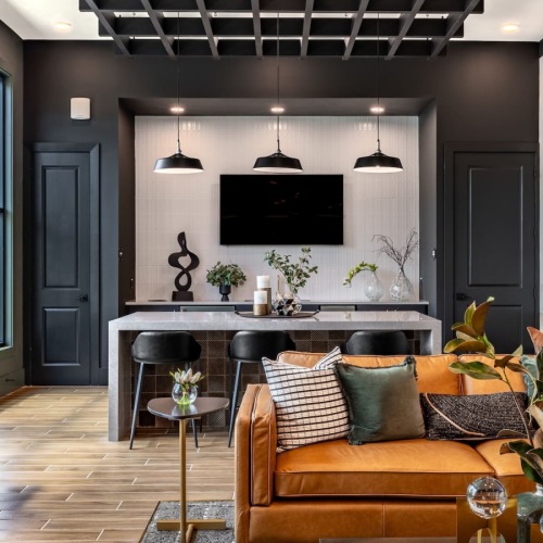 lounge areas with wooden accents and easy connection to other amenities