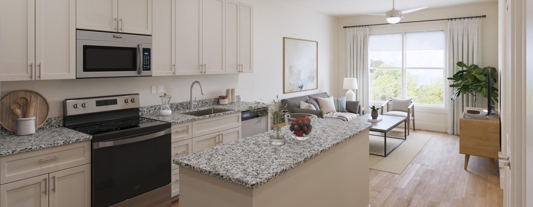 a kitchen with white cabinets